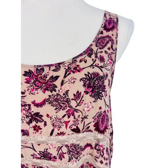 Free People Purple Floral Voile & Lace Trapeze Slip Dress | Boho Grunge Fairy M - Picture 5 of 16